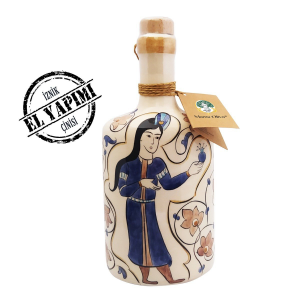 Kadın Figürlü El Yapımı Seramik Şişe Erken Hasat Zeytinyağı - 600 ml